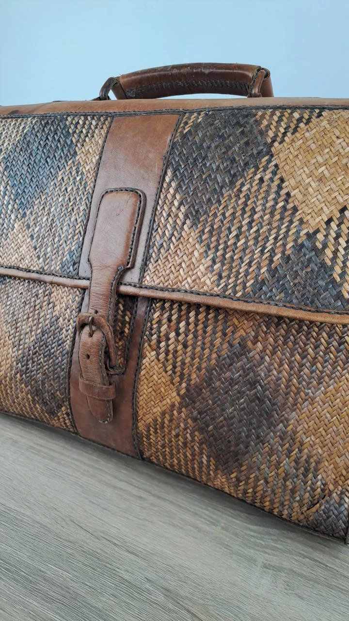 Gevlochten tas met klep / Vintage Boheems / Bruin / Uniseks / Rotan leer / 150 – photo 3